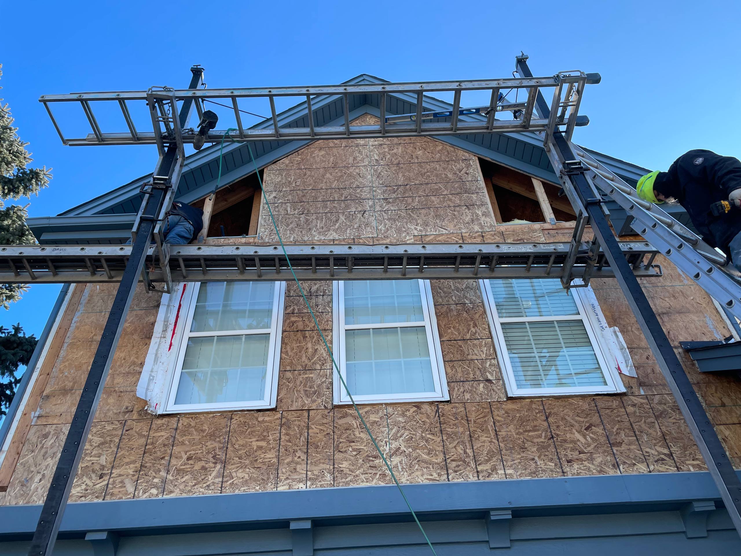 During siding demolition